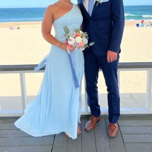 AZAZIE sky blue one shoulder dress